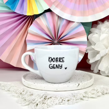 Kubek 500 ml – Dobre geny – ręcznie zdobiona porcelana Kika Handmade