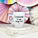 Kubek 360 ml – Cierpliwość to moje drugie imię – ręcznie zdobiona porcelana Kika Handmade
