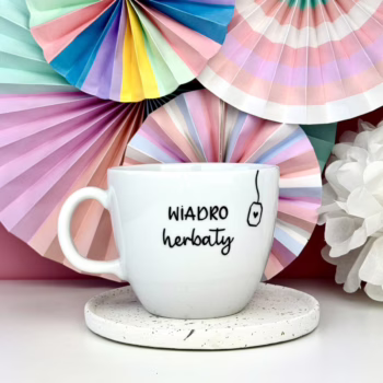 Kubek WIADRO herbaty – 1L – ręcznie zdobiona porcelana Kika Handmade