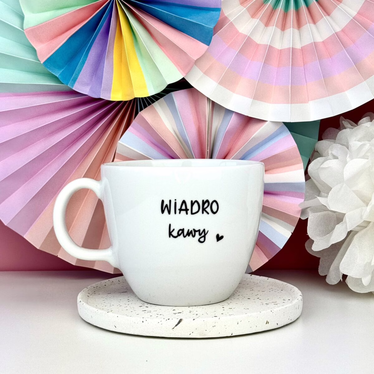 Kubek WIADRO kawy – 1L – ręcznie zdobiona porcelana Kika Handmade