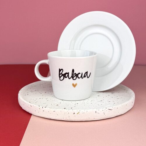 Filiżanka z napisem Babcia 200 ml – ręcznie zdobiona porcelana Kika Handmade