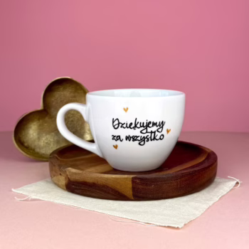 Kubek Dziękujemy za wszystko 500 ml – ręcznie zdobiona porcelana Kika Handmade