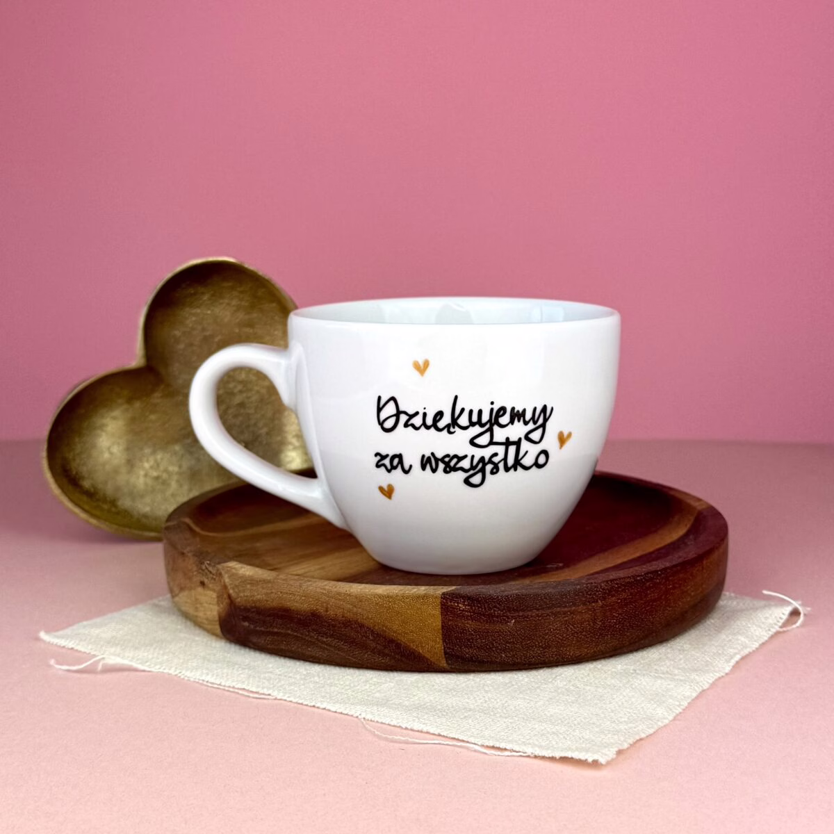 Kubek Dziękujemy za wszystko 500 ml – ręcznie zdobiona porcelana Kika Handmade