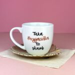 Kubek Taka Przyjaciółka to skarb 300 ml – ręcznie zdobiona porcelana Kika Handmade