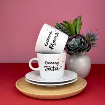 Zestaw filiżanek dla Kochanych Rodziców – ręcznie zdobiona porcelana Kika Handmade