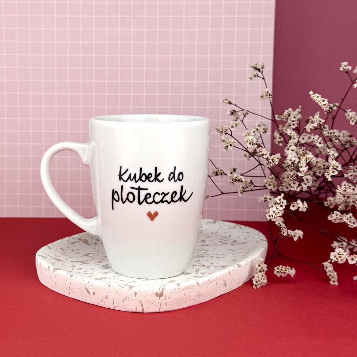 Kubek do ploteczek 360 ml – ręcznie zdobiona porcelana Kika Handmade