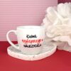 Kubek najlepszego Nauczyciela 300 ml – ręcznie zdobiona porcelana Kika Handmade
