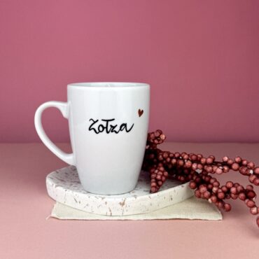 Kubek dla Zołzy 360 ml – ręcznie zdobiona porcelana Kika Handmade