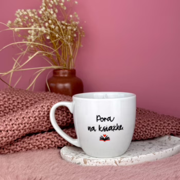 Kubek Pora na książkę 300 ml – ręcznie zdobiona porcelana Kika Handmade