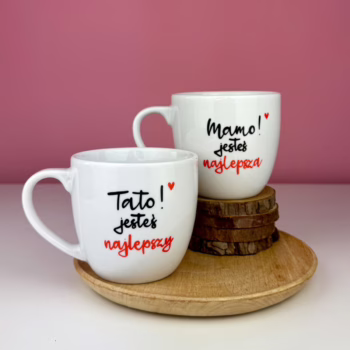 Kubek Tato jesteś najlepszy 300 ml – ręcznie zdobiona porcelana Kika Handmade