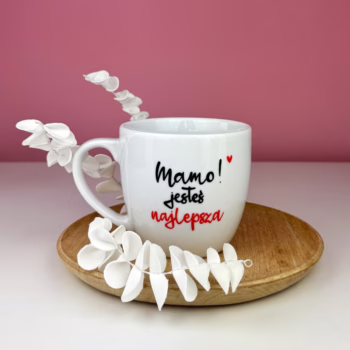 Kubek Mamo jesteś najlepsza 300 ml – ręcznie zdobiona porcelana Kika Handmade